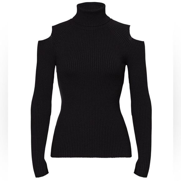 Revolve Theory Jemliss Evian Wool Cut-Out Cold Shoulder Turtleneck Sweater Sz S - Picture 2 of 8